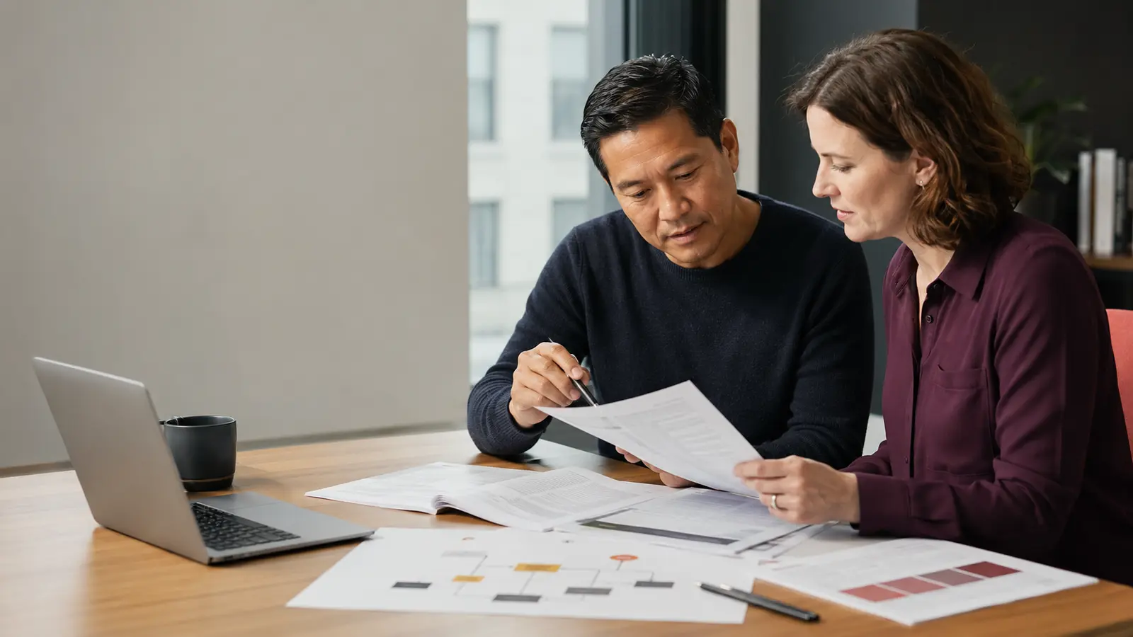 Two editors reviewing the structure and usability of a technical document